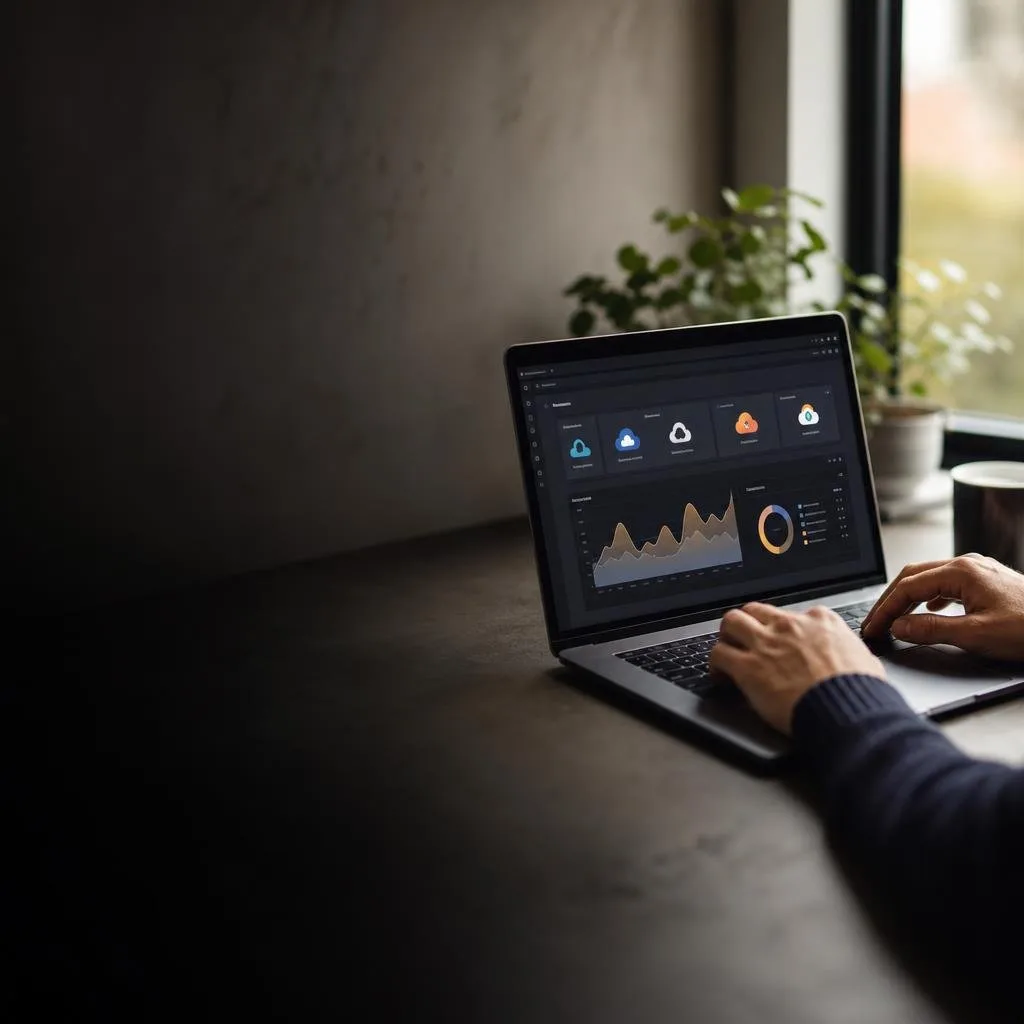 Connected cloud accounts on a laptop screen